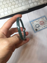 Load image into Gallery viewer, 50mm Type A 100% Natural dark green/black/blue/gray with flying snow Guatemala square style Jadeite bangle PJ81-0656