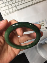 Load image into Gallery viewer, 54.8mm Certified 100% Natural Deep Pine Green/Black "Serene Ember Forest" Nephrite (red-skin nephrite 红皮碧玉) Bangle HT168-17-6188