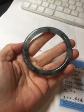Load image into Gallery viewer, 55.4mm Certified Type A 100% Natural icy watery dark green/gray round cut Jadeite bangle AA133-6936