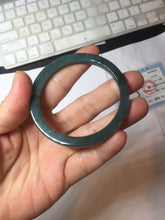 Load image into Gallery viewer, 50mm Type A 100% Natural dark green/black/blue/gray with flying snow Guatemala square style Jadeite bangle PJ81-0656