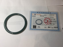 Load image into Gallery viewer, 56.3mm Certified Type A 100% Natural dark green/blue/gray with Guatemala slim round cut Jadeite bangle PH14-2352