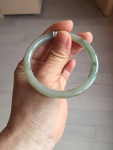 Load image into Gallery viewer, 54.5mm Certified type A 100% Natural light green gray black slim round cut Jadeite bangle PA198-2454