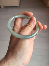 Load image into Gallery viewer, 54.5mm Certified type A 100% Natural light green gray black slim round cut Jadeite bangle PA198-2454