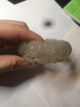 Load image into Gallery viewer, 55mm 100% natural light pale pink/gray/beige Quartzite (Shetaicui jade) carved flowers bangle SY51