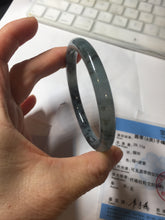 Load image into Gallery viewer, 55.4mm Certified Type A 100% Natural icy watery dark green/gray round cut Jadeite bangle AA133-6936