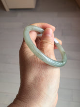 Load image into Gallery viewer, 54.5mm Certified type A 100% Natural light green gray black slim round cut Jadeite bangle PA198-2454