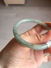 Load image into Gallery viewer, 54.5mm Certified type A 100% Natural light green gray black slim round cut Jadeite bangle PA198-2454