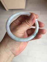 Load image into Gallery viewer, 57mm certified 100% natural type A light green/purple/yellow(FU LU SHOU) with green fly flowers round cut jadeite jade bangle BN54-3124