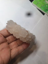 Load image into Gallery viewer, 55mm 100% natural light pink/gray/beige/white Quartzite (Shetaicui jade) carved flowers bangle SY52