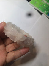 Load image into Gallery viewer, 55mm 100% natural light pink/gray/beige/white Quartzite (Shetaicui jade) carved flowers bangle SY52