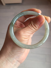 Load image into Gallery viewer, 54.5mm Certified type A 100% Natural light green gray black slim round cut Jadeite bangle PA198-2454
