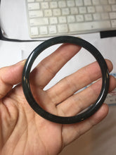 Load image into Gallery viewer, 59.1mm Certified Type A 100% Natural light black/green/gray Guatemala slim round cut Jadeite bangle PJ83-0661