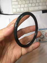 Load image into Gallery viewer, 59.1mm Certified Type A 100% Natural light black/green/gray Guatemala slim round cut Jadeite bangle PJ83-0661