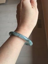 Load image into Gallery viewer, 55.4mm Certified Type A 100% Natural icy watery dark green/gray round cut Jadeite bangle AA133-6936