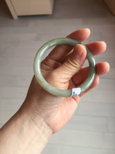 Load image into Gallery viewer, 54.5mm Certified type A 100% Natural light green gray black slim round cut Jadeite bangle PA197-2440
