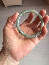 Load image into Gallery viewer, 54.5mm Certified type A 100% Natural light green gray black slim round cut Jadeite bangle PA197-2440