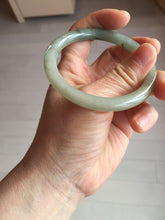 Load image into Gallery viewer, 54.5mm Certified type A 100% Natural light green gray black slim round cut Jadeite bangle PA197-2440