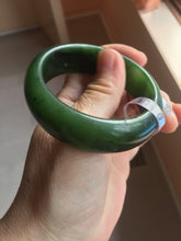 Load image into Gallery viewer, 51.4 Certified 100% Natural Dark Green/Black(碧玉) Nephrite Bangle J53-0027