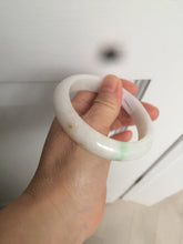 Load image into Gallery viewer, 57.8mm certified 100% natural sunny green/white jadeite jade bangle BF42-1471