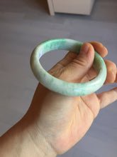 Load image into Gallery viewer, 56 mm Certified type A 100% Natural sunny green/white Jadeite bangle AY84-3462