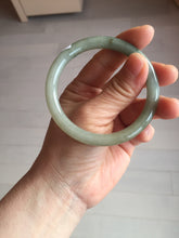 Load image into Gallery viewer, 54.5mm Certified type A 100% Natural light green gray black slim round cut Jadeite bangle PA197-2440