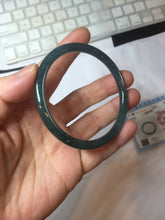 Load image into Gallery viewer, 56.2mm Certified Type A 100% Natural dark green/gray/black Guatemala slim round cut Jadeite bangle PJ84-0653