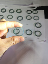 Load image into Gallery viewer, 18.5mm size 8 1/2 100% natural type A icy watery green/blue slim style Guatemala jadeite jade band ring group PE79