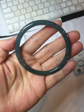 Load image into Gallery viewer, 56.2mm Certified Type A 100% Natural dark green/gray/black Guatemala slim round cut Jadeite bangle PJ84-0653
