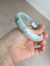 Load image into Gallery viewer, 61.5 mm certified type A 100% Natural oily light green/white/purple chubby Jadeite Jade bangle BM17-2786
