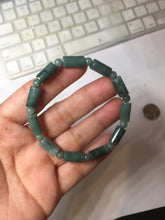Load image into Gallery viewer, Size 50-58mm 100% Natural Type A Dark Green Blue Guatemala Jadeite Jade Cylinder & Round Bead Bracelet Group BS169