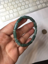 Load image into Gallery viewer, Size 50-58mm 100% Natural Type A Dark Green Blue Guatemala Jadeite Jade Cylinder & Round Bead Bracelet Group BS169