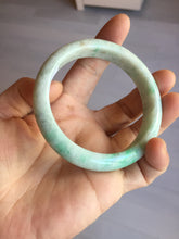 Load image into Gallery viewer, 56 mm Certified type A 100% Natural sunny green/white Jadeite bangle AY84-3462