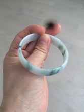 Load image into Gallery viewer, 52.5mm certified type A 100% Natural green/white with green floating flowers jadeite jade bangle AT94-0777