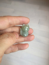 Load image into Gallery viewer, 100% natural type A dark green/light green/white/gray jadeite jade fox pendant necklace PC123