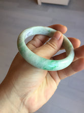 Load image into Gallery viewer, 56 mm Certified type A 100% Natural sunny green/white Jadeite bangle AY84-3462