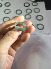Load image into Gallery viewer, 18.5mm size 8 1/2 100% natural type A icy watery green/blue slim style Guatemala jadeite jade band ring group PE79