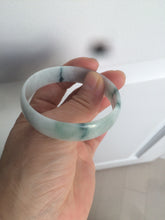 Load image into Gallery viewer, 52.5mm certified type A 100% Natural green/white with green floating flowers jadeite jade bangle AT94-0777