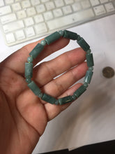 Load image into Gallery viewer, Size 50-58mm 100% Natural Type A Dark Green Blue Guatemala Jadeite Jade Cylinder & Round Bead Bracelet Group BS169