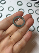 Load image into Gallery viewer, 18.5mm size 8 1/2 100% natural type A icy watery green/blue slim style Guatemala jadeite jade band ring group PE79