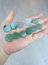 Load image into Gallery viewer, 100% Natural type A icy watery light green/purple/gary Jadeite Jade round cake pendant group F151