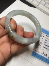 Load image into Gallery viewer, 56.5mm 100% natural type A icy watery light green/brown/black seaweed jadeite jade bangle Q139-5250