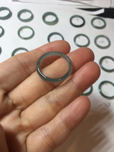 Load image into Gallery viewer, 18.5mm size 8 1/2 100% natural type A icy watery green/blue slim style Guatemala jadeite jade band ring group PE79