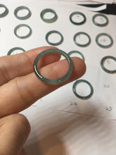 Load image into Gallery viewer, 18.5mm size 8 1/2 100% natural type A icy watery green/blue slim style Guatemala jadeite jade band ring group PE79