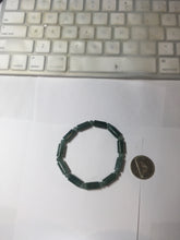 Load image into Gallery viewer, Size 50-58mm 100% Natural Type A Dark Green Blue Guatemala Jadeite Jade Cylinder & Round Bead Bracelet Group BS169