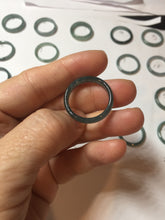Load image into Gallery viewer, 18.5mm size 8 1/2 100% natural type A icy watery green/blue slim style Guatemala jadeite jade band ring group PE79