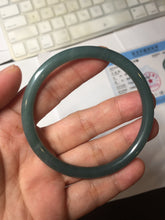 Load image into Gallery viewer, 56.5mm Certified Type A 100% Natura dark blue/green/gray/black Guatemala slim round cut Jadeite bangle PJ98-2453
