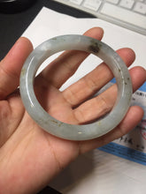 Load image into Gallery viewer, 56.5mm 100% natural type A icy watery light green/brown/black seaweed jadeite jade bangle Q139-5250