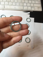 Load image into Gallery viewer, 18.5mm size 8 1/2 100% natural type A icy watery green/blue slim style Guatemala jadeite jade band ring group PE79