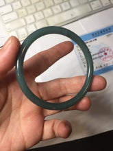 Load image into Gallery viewer, 56.5mm Certified Type A 100% Natura dark blue/green/gray/black Guatemala slim round cut Jadeite bangle PJ98-2453