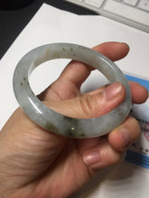 Load image into Gallery viewer, 56.5mm 100% natural type A icy watery light green/brown/black seaweed jadeite jade bangle Q139-5250